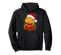 Food Lover Floral Santa Hat Pasta Food Christmas Pullover Hoodie