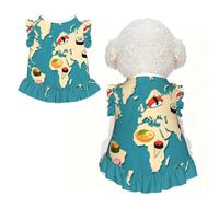 Food Map L Pet Apparel for Small Dogs-Cute Summer Outfit for Puppy, Soft Breathable Pet Clothes for Cat
