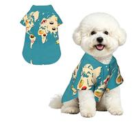 Food Map L Pet Hawaiian Shirt for Small Dogs-Cute Summer Beach Outfit for Puppy, Soft Breathable Cat Clothes with Buttons