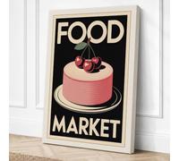 Food Market Cake Vintage Canvas Wall Art Print 30x20 Inch (76 x 51 cm)