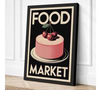 Food Market Cake Vintage Canvas Wall Art Print 36x24 Inch (91 x 61 cm)