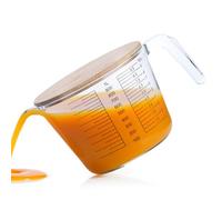 Food Measuring Cups - 8.46x4.92x4.33in 1000ml Glass Baking Jug, Spill Proof Mixing Container, Microwave Safe Liquid Measure Cup with Lid | Home Apartment Restaurant Cooking Tool for Egg Ingredient