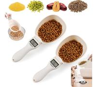 Food Measuring Scoop Scale, Digital Measuring Spoon Scale Scale Highly Accurate Measuring Spoon Scale with LCD Screen Display and Replaceable Spoons for Kitchen/Pet Food Measuring Scoop (2 pcs)