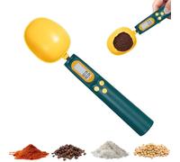Food Measuring Scoop Scale, Measuring Scoop Scale, Digital Measuring Spoon for Kitchen/Pet Food, Weighing Spoon Scale 1000g / 0.1g High Precision, with Adjustable Scale & LCD Display (Yellow)