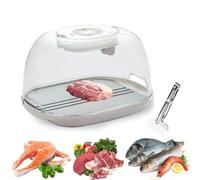 Food Meat Defrosting Box, Thawing Board 360° Circulating Defrost Tray Rapid Thaw Board, with Drip and Transparent Lid Ultrasound Ultrasonic Atomization Suitable for Frozen Meat, Kitchen, Fish