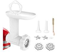 Food Meat Grinder Attachments for KitchenAid Stand Mixers, Durable Meat Grinder, Sausage Stuffer Attachment Compatible with All KitchenAid Stand Mixers, Includes 2 Sausage Stuffer Tubes, White