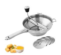 Food Mill - Food Mill Stainless Steel with 3 Discs | Rotary Food Mill Sieve Grater | Manual Tomato Sauce Maker | Hand Food Mills for Potatoes, Jams, Canning | Baby Food Masher & Bowl