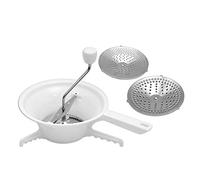 Food Mill, Plastic Multifunctional Manual Food Grinder Mixer Rotary Hand Crank Blender with 11.5cm / 4.5in 3 Discs for Tomato Sauce, Purees, Jams, Mashed Potatoes
