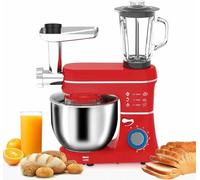 Food Mixers Stand Mixer Dough Hook, Whisk, Beater, 5 Speed Settings, With 10l Blender and Meat Grinder Electric Kitchen Mixer, 1400w for Home Baking