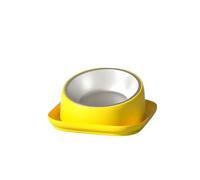 Food Non-slip 15 Slope For Bowl Neck Kitten Puppy Degrees Anti-overturning Cat Pet Dogs Feeder Safeguard Cats Anti-ant(Yellow)