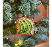 Food or Drink Glass Christmas Bauble (Avo on Toast 8.5x7.5x3cm)