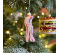 Food or Drink Glass Christmas Bauble (Bacon Rasher 10x3x2cm)