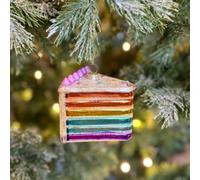 Food or Drink Glass Christmas Bauble (Rainbow Cake Slice 7.5x8x7.5cm)