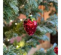 Food or Drink Glass Christmas Bauble (Strawberry 8x5.5x5.5cm)