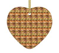 Food Pattern Funny Print Doublesided Decor Heart-Shaped Ceramic Christmas Ornament Xmas Party Ornaments