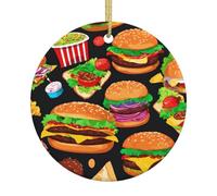 Food Pattern Funny Print Xmas Ceramic Christmas Tree Ornament for Home Shop Office Holiday Hanging Decor
