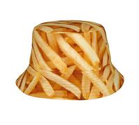 Food Pattern Hat for Women Men,Funny Bucket Hats Summer Fisherman Cap Travel Beach Hat Packable Sun Hat for Adults Teens, French Fries 8, One Size