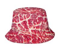 Food Pattern Hat for Women Men,Funny Bucket Hats Summer Fisherman Cap Travel Beach Hat Packable Sun Hat for Adults Teens, Beef Steak Meat 1, One Size