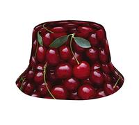 Food Pattern Hat for Women Men,Funny Bucket Hats Summer Fisherman Cap Travel Beach Hat Packable Sun Hat for Adults Teens, Cherry 20, One Size