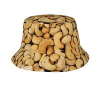 Food Pattern Hat for Women Men,Funny Bucket Hats Summer Fisherman Cap Travel Beach Hat Packable Sun Hat for Adults Teens, Cashew Nuts Texture 1, One Size
