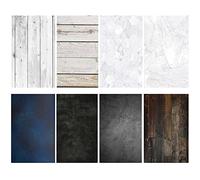 Food Photography Backdrops Paper 4 Pack Kit 22x34Inch/ 56x86cm Double Sided Photo Background Rolls Marble Wood Flat Lay for Product Jewelry Tabletop Prop Pictures, 8 Patterns