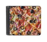 Food Pizza Printed Bifold Wallet with Hidden Compartments Pocket Money and Credit Card Holder for Men Women
