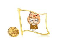 Food Pizza Vegetable Sausage Delicious UU Golden Metal Flag Lapel Pin Badge
