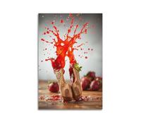 Food Poster Ripe Strawberry Sliding Into A Pitcher of Cucumber Lime And Mint Agua Fresca with Jalapeno Poster Wall Art Canvas Aesthetic Cover Painting for Living Room Bed Room 24x36inch(60x90cm) Unfr