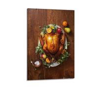 Food Poster Roast Turkey with Fruit Veggie Border Decorative Painting Canvas Wall Posters And Modern Family Bedroom Decor 16x24inch(40x60cm)
