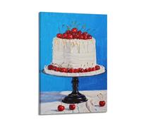 Food Poster Swiss Style Cherry Topped Cream Cake Decorative Painting Canvas Wall Posters And Modern Family Bedroom Decor 12x18inch(30x45cm)
