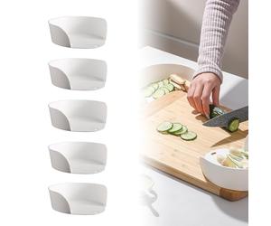 Food Prep Bowls for Cutting Board, Food Prep Bowls for Under Chopping Board, 2025 Convenient Food Preparation Tray Side Dish Plate Slide Under Cutting Board (5Pcs)