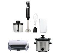 Hamilton Beach, Slow Cooker, Sandwich Toaster & Stick Blender Food Prep Trio Set, Silver