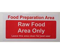 Food Prep Raw Food Area Only sign - Self adhesive sticker 200mm x 100mm