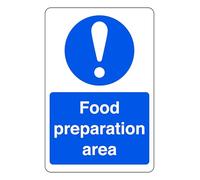 Food Preparation Area - safety sign - 1.2mm Rigid plastic for indoor/outdoor usage (150mm x 100mm) Viewing Distance within 3m.