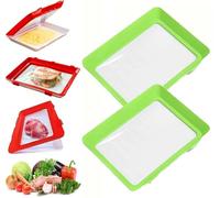 Food Preservation Tray,Reusable Food Preserving Tray,Food Plastic Preservation Tray,Stackable Food Tray,Reusable Creative Fresh Tray Storage for Food Preservation (Green, 2 Pcs)