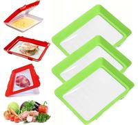 Food Preservation Tray,Reusable Food Preserving Tray,Food Plastic Preservation Tray,Stackable Food Tray,Reusable Creative Fresh Tray Storage for Food Preservation (Green, 3 Pcs)