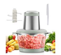 Food Processor, 400W Pure-Copper Motor Multi Vegetable Chopper with Glass Bowl and 304 Blades,Power Mini Chopper Electric Meat Grinder for Meat/Vegetables/Fruit/Nuts/Baby Food (2L)