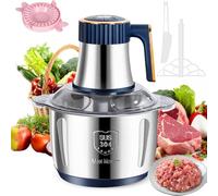 Food Processor,500W Electric Meat Grinder& Veggie Chopper, 5L Stainless Steel Food Chopper with 6 Blades Durable, Meat Grinder for Meat, Salad, Sauces, Vegetables, Fruits and Nuts (5L)
