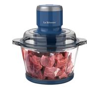 Food Processor,Electric Food Chopper with 7-Cup (1.7L) Glass Bowl, 4 Bi-Level Blades for Chopping,Grinding,Mincing,Whisking,Meal Prep,300W,Blue