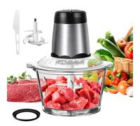 Food Processor, Meat Grinder Blender Electric Chopper, 2 Speed Adjustments, 4D Sharp Double Layer Blades, 2 Litre Large Capacity Glass Bowl for Chopping Meat, Nuts, Fruit and Vegetables