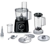 Bosch MultiTalent 3 MCM3201BGB 800W 2.3L Food Processor with 2 speeds, 1 litre blender and/Slicing/Grating/Beating attachments. - Black