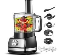 Food Processor, TopStrong 800W Food Processor Multifunctional for Chopping, Slicing, Shredding, Mixing and Kneading Dough, 3 Speeds with Pulse, 3-in-1 Cutting Disc, Dishwasher Safe Parts, Silver