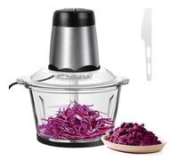 Food Processors, 300W Meat Grinder & Veggie Chopper, 2 Speeds Mini Chopper Electric Easy to Clean with 2L Glass Bowl and 4-Leaf Blades, for Vegetables, Fruit, Meat, Garlic, Onion