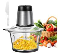 Food Processors, 300W Vegetable Chopper Electric with 2L Glass Bowl and 4 Bi-Level Blade, 2 Speed Control Mini Food Processor, Meat Grinder for Meat, Vegetables, Fruits and Nuts