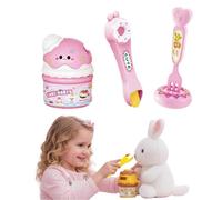 Food Pudding Feeding Toy,Hamburger Pretend Play Food Set,Simulation Snack Ice Cream Feeding Toys with Spoon,Early Education Puddings Toy Kitchen Accessories for Birthday