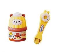 Food Pudding Feeding Toy, Simulation Snack Ice Cream Feeding Toys with Spoon, Soft Realistic Doll Accessories Early Education Puddings Toy for Kitchen Accessories (Yellow C 1pcs)