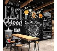 Food Removable Wall Mural Restaurant Theme Wallpaper Burgers Poster Paper Self-Adhesive Waterproof for Living Room Bedroom Office Nursery Décor 350x245cm