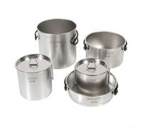 Food Safe 304 Stainless Steel Outdoor Cooking Kit with Foldable Handle Pots Pan Cups Ideal for Camping Hiking and Survival