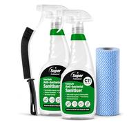 Food Safe Antibacterial Spray 2 x 750ml C11 Super Professional Sanitiser BS EN 1276 Kitchen Surface Cleaner Spray 30 Sec Action with Cleaning Cloth Roll and Crevice Brush Kit