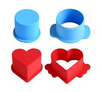 Food Safe Cake Stamper Set with Heart and Round Shape Pushers | Cake Shaper Tools for Homemade Baking and Crafting with, 2 Cutter 2 Pushers